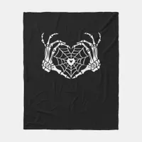 Skeleton Hand Heart Spiderweb Halloween Cobweb Fleece Blanket
