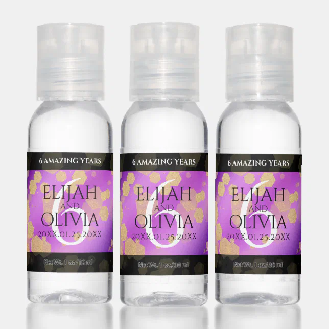 Elegant 6th Amethyst Wedding Anniversary Hand Sanitizer