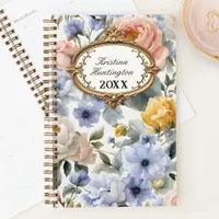 Vintage Watercolor Blossoms with Golden Frame Planner