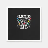 Let's Get Lit Christmas Lights Funny Retro Napkins
