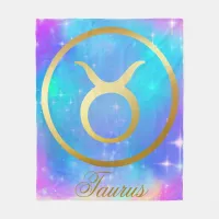 Zodiac Sign Taurus Gold on Colorful Background | Fleece Blanket