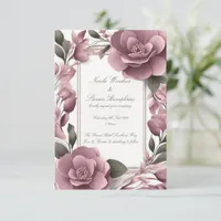 Together Forever Mauve Floral Wedding Invitation