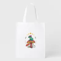 Cottagecore Aesthetic Goblincore Frog Wizard On Mu Grocery Bag