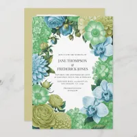 Celadon Mist, Soft Fern & Porcelain Blue Wedding Invitation