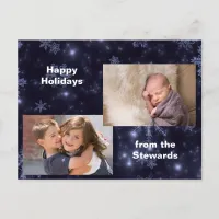 Snowflakes Midnight Blue Holiday Photo Postcard