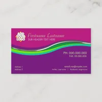 Pink Purple Green Curves Business Card