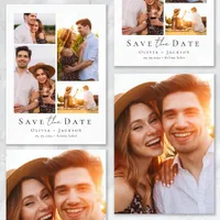 Modern Multi Photo Collage Wedding Save The Date