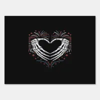 Skeleton Hand Heart 4th Of Usa Patriotic American Sign
