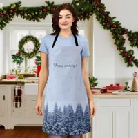 Magical winter forest -  blue, custom  apron