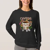 Cute Retro Kawaii Coffee and Flowers T-Shirt