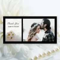 White Lace Daisies Wedding Thank You Photo Card