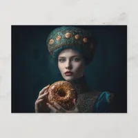 Woman With a Donut Postcard