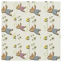 Teddy Bears, Moon and Stars Pattern Fabric