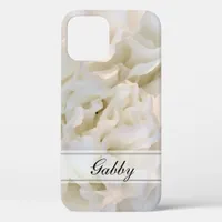 White Carnations Floral iPhone 12 Case