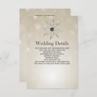 silver gold snowflakes winter Wedding Details Card