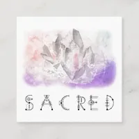 *~* Crystal Watercolor Sacred Healing Arts Square Business Card