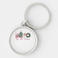 Tis The Season Merry Christmas Cute Xmas Coffee Ch Keychain