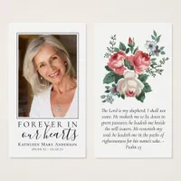 Vintage Floral Photo Memorial Prayer Card