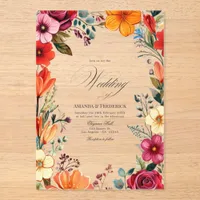 Transparent Vibrant Floral Mexican Fiesta Wedding Acrylic Invitations