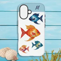 Pretty Ocean Fish Sea Life Aquatic Monogrammed iPhone 16 Case