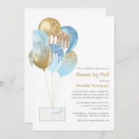 Gold and Blue Baby or Bridal Shower by Mail Invitation