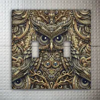 Steampunk Metal Gears and Owl  Light Switch Cover