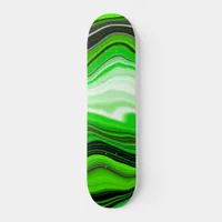 Green and Black Marble like Striped Fluid Art   Skateboard