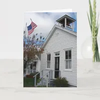 American Flag and One Room School, 4th of July Card