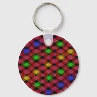 Gingham Check Multicolored Pattern Keychain