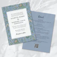 Blue Rococo Baroque Floral All in One Wedding Invitation