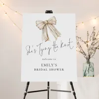 Cream Bow Tying The Knot Welcome to Bridal Shower Foam Board