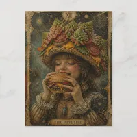 Weird Girl with a Cheeseburger Hat The Appetite Postcard