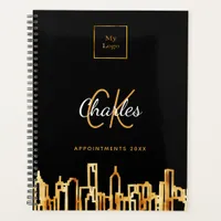 City skyline black gold business logo planner