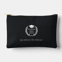 Graduate Name & Year Emblem Laurel Wreath Black Accessory Pouch