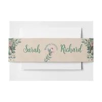 Blush Sage Floral Wedding  Invitation Belly Band