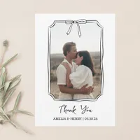 Photo in Hand Drawn Coquette Bow Frame Wedding Thank You Card