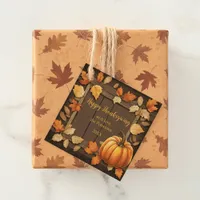 Cozy Fall Leaves and Pumpkin Happy Thanksgiving Favor Tags