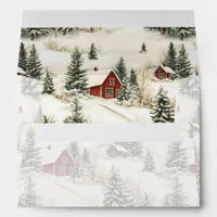 Rustic Winter Cabin Christmas Envelope
