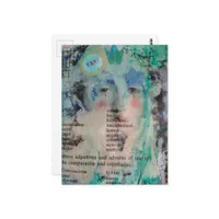 Unique YAY person mixed media Collage Postcard