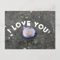 I Love You Painted Rock Postcard