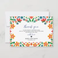 Mexican Floral Colorful Botanical Flowers Wedding Thank You Card