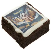 Happy Yule Winter Scene Brownie