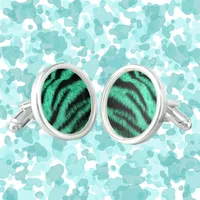 Cool green neon tiger stripes cufflinks