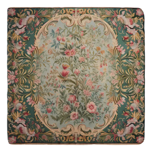 Floral Colorful Oriental Carpet Trivet