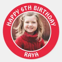 Personalized Photo, Age and Name Birthday Party Classic Round Sticker