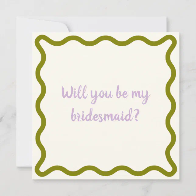 Retro Wavy "Will you be my bridesmaid?" Proposal Invitation