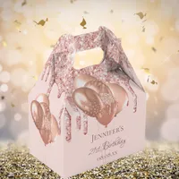 Birthday rose gold blush pink balloons favor boxes