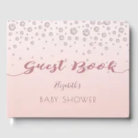 Rose gold blush diamonds girl Baby Shower Guest Book