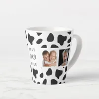 Cowboy cow pattern black white father photo latte mug