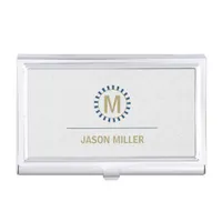 Array and Line Monogram Professional Blue ID313 Business Card Case